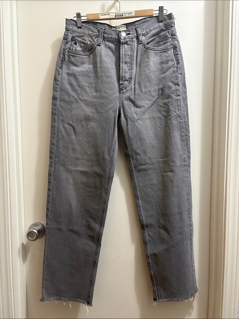 Etica High-Rise Straight Leg Jeans in Gray